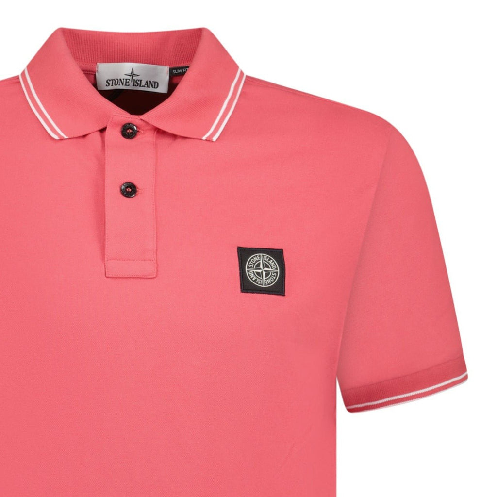 Stone Island Compass Logo Polo Pink - chancefashionco