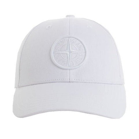 Stone Island Logo Cotton Hat White - chancefashionco