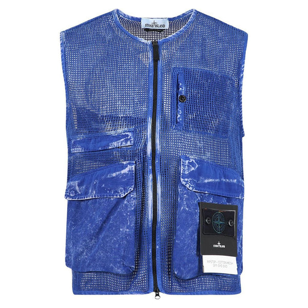 Chaleco Stone Island De Malla De Algodon Azul