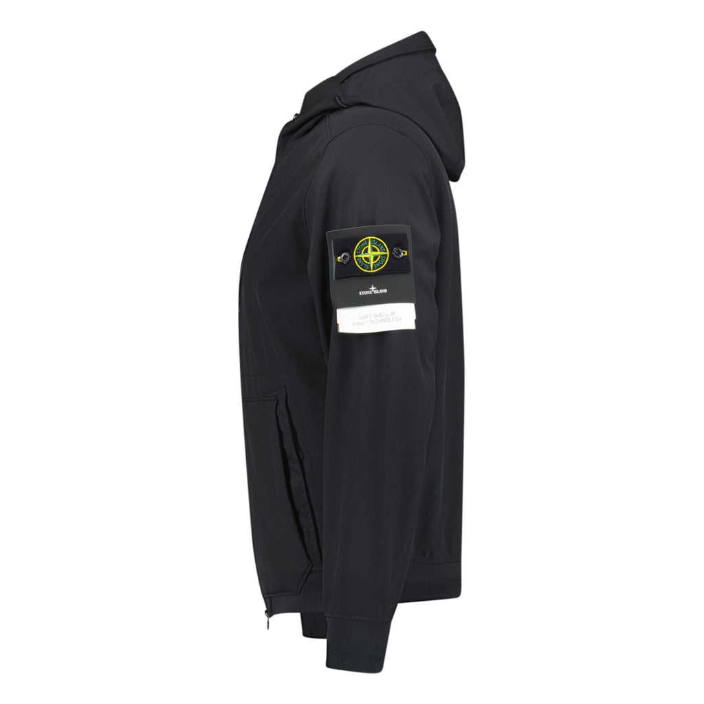 Stone Island Soft Shell Hooded Jacket Black - chancefashionco